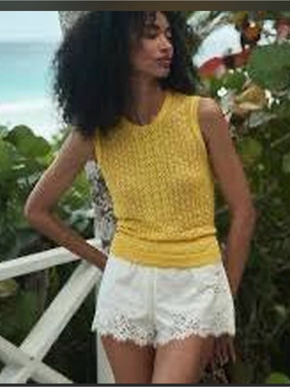 Doen Yellow Knit Sleeveless Shell Top